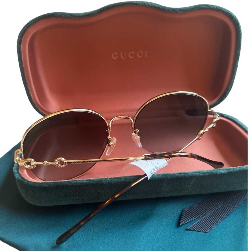 Gucci 59mm gold oval Horsebit gradient sunglasses - Picture 6 of 8